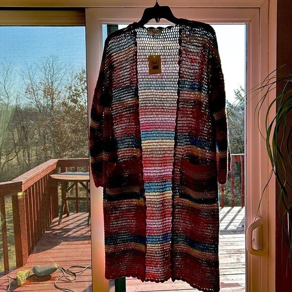 XiRENA Arlet Dream State long sleeve midi crochet cardigan cotton stripes XS - Picture 5 of 17